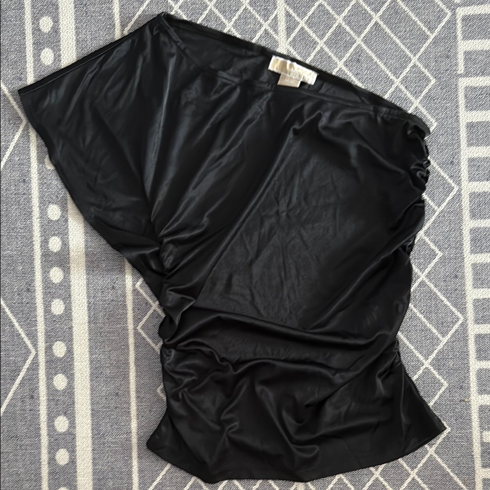 MICHAEL Michael Kors Black Asymmetrical Ruched Wrap Camisole